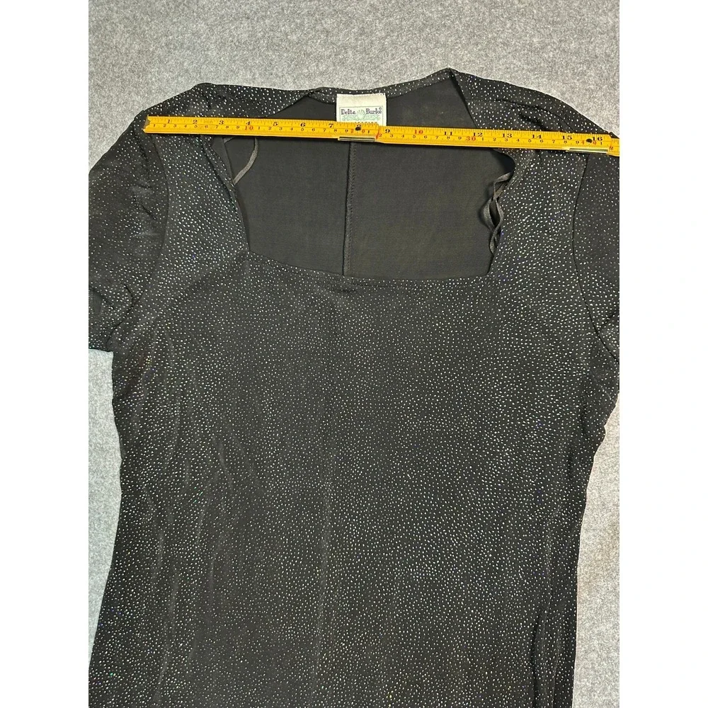 Delta Burke Collection Womens Black Silver Glitter‎ Maxi Dress Square Neck Large
